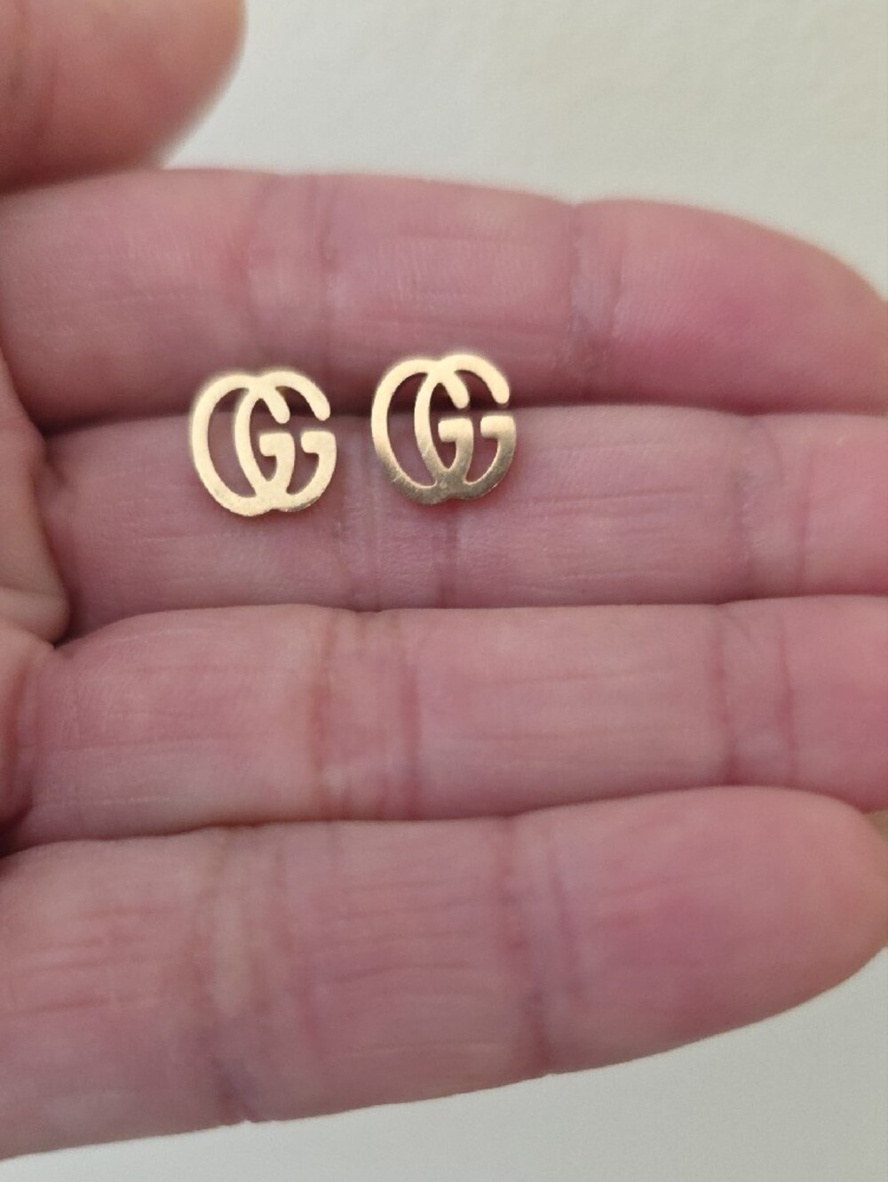 Gold Tone Interlocking Double-G Stainless Steel Stud Earrings